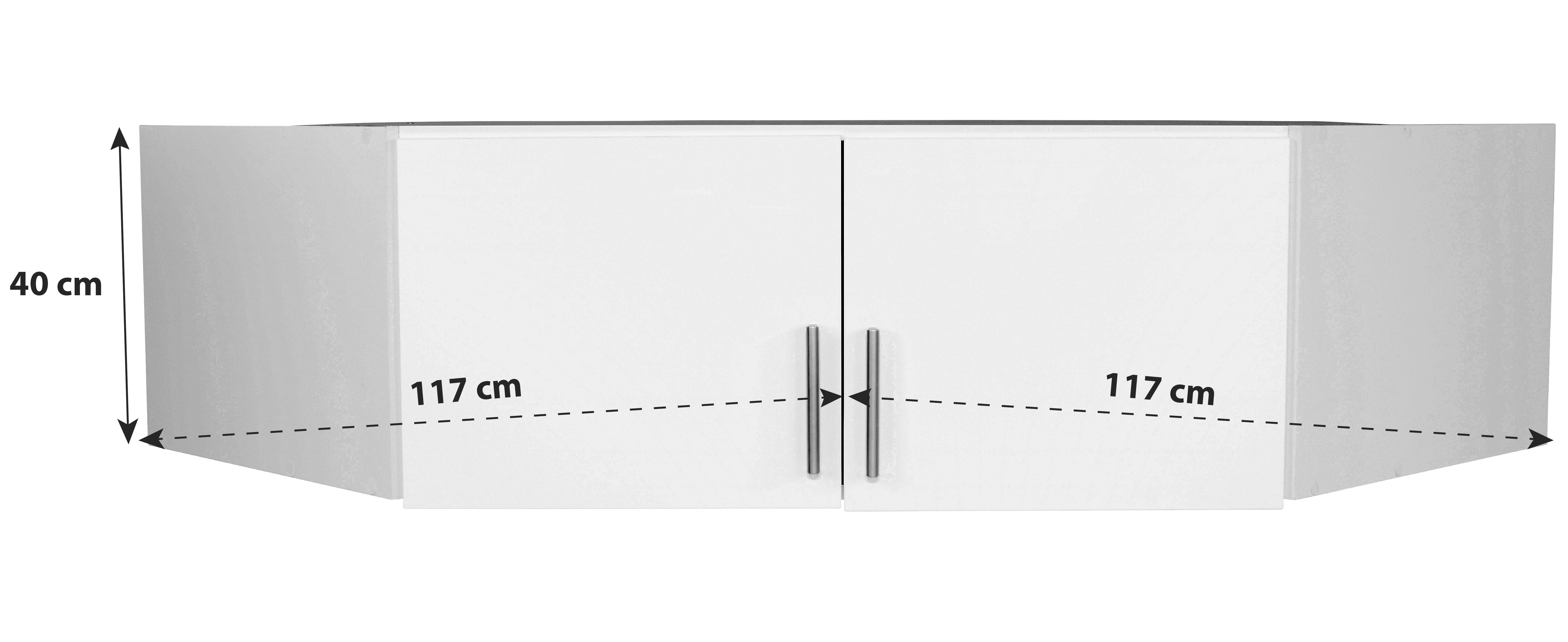 Schlichter zweitüriger Aufsatzschrank in Weiß