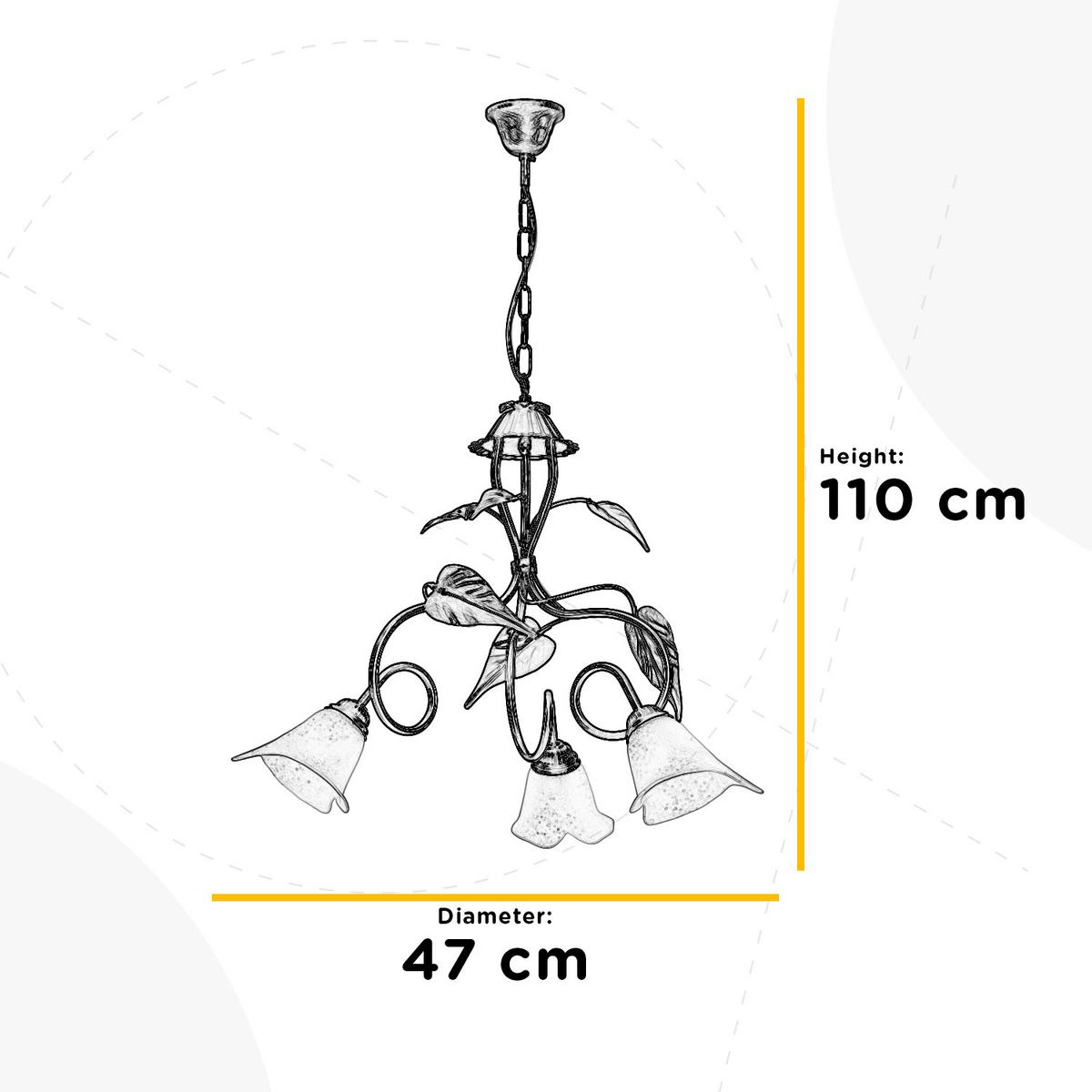 Kronleuchter 4620/3 - Bronzefarben/Olivgrün, Natur, Glas/Metall (40/110cm)