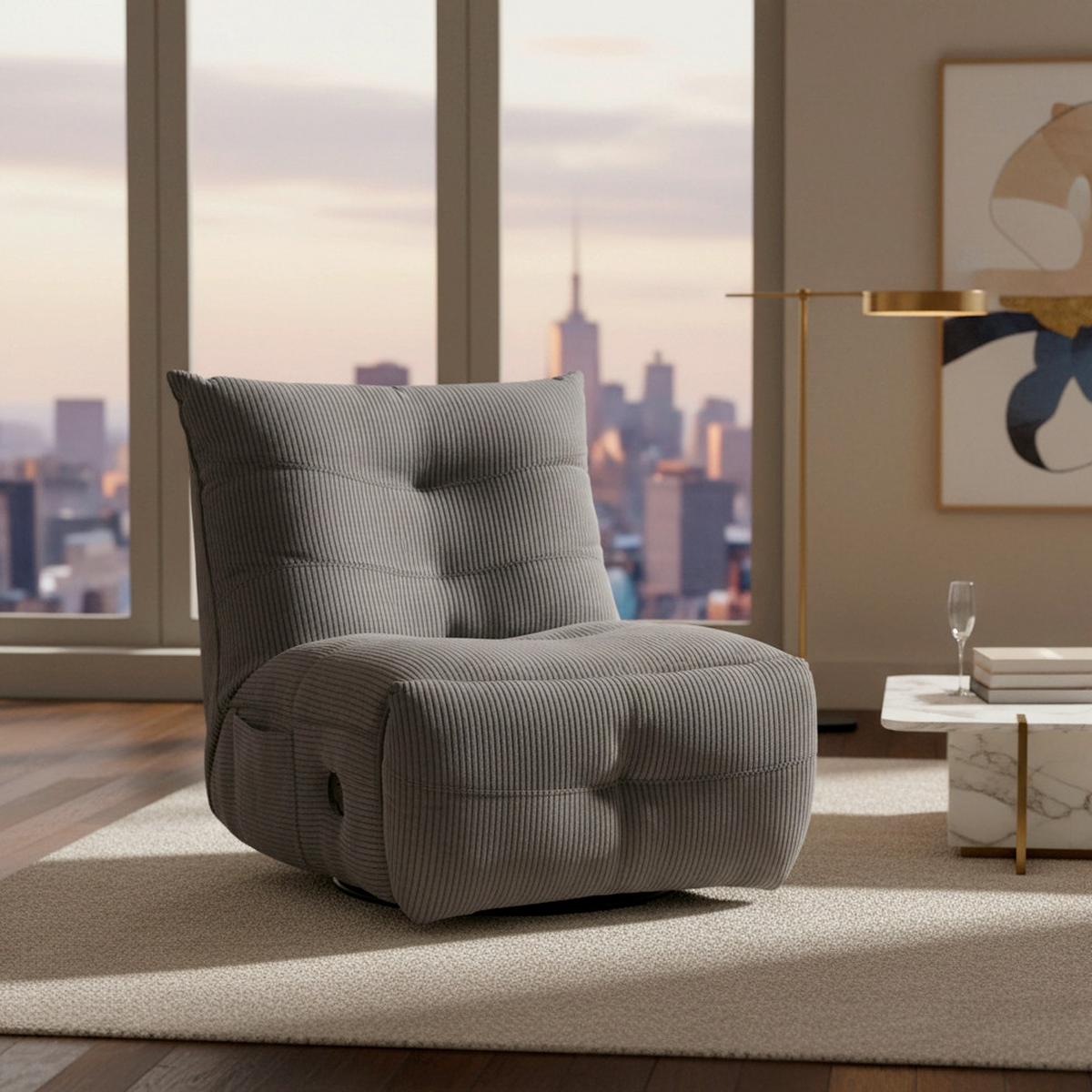 Relaxační křeslo ALURA, tmavě šedá barva - černá/tmavě šedá, Moderní, kov/dřevo (90/92/90cm) - Bessagi Home