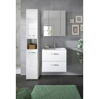 Badezimmer Ice Weiß/weiß Hg B: 90 Cm - Weiß Hochglanz/Schwarz, MODERN, Keramik/Holzwerkstoff (90/185/46cm) - MID.YOU