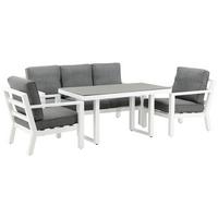 Loungegarnitur 4-tlg Barcelona Metall Mit Kissen - Weiß/Grau, Basics, Textil/Metall - Gardenson