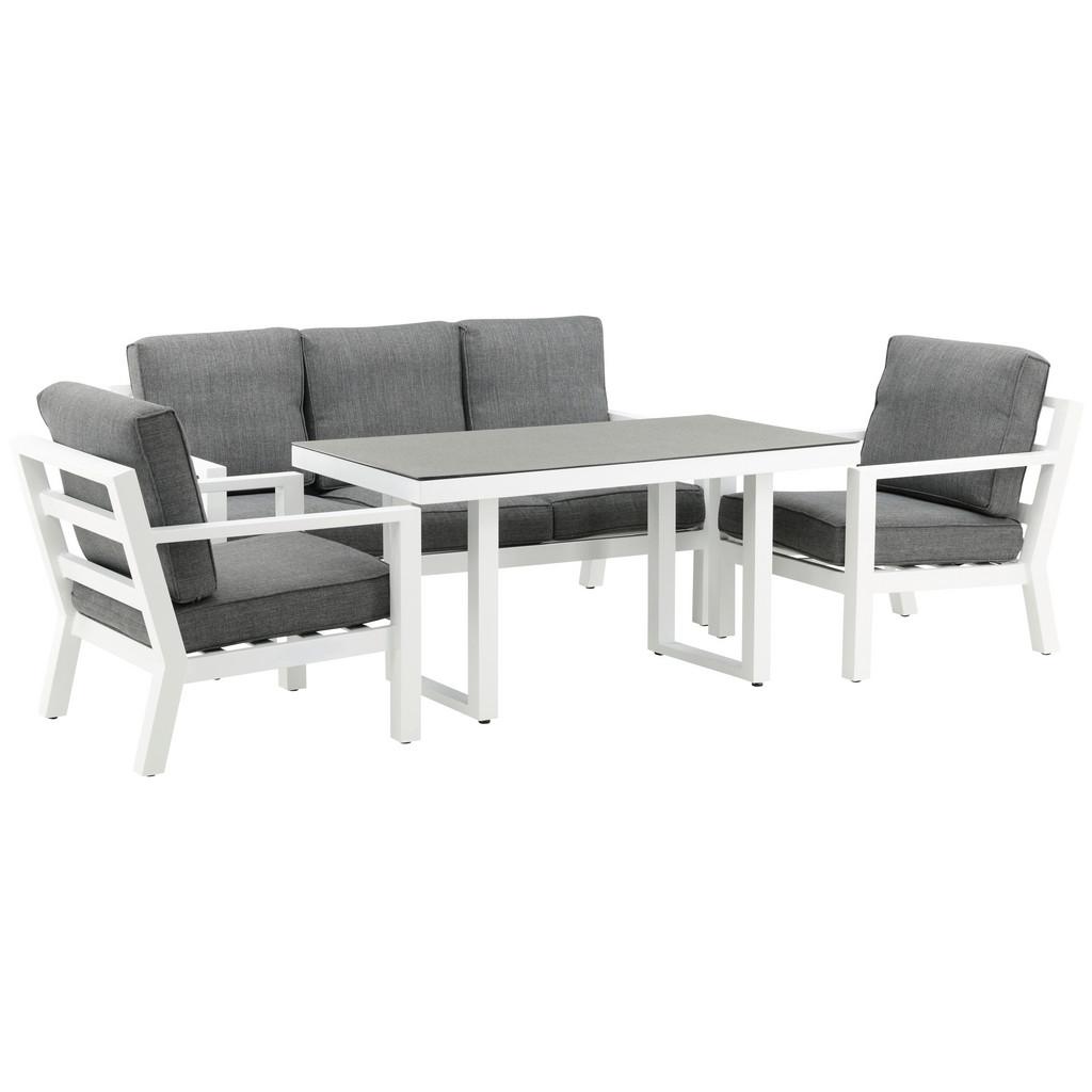 Loungegarnitur 4--Teilig Barcelona Metall mit Kissen