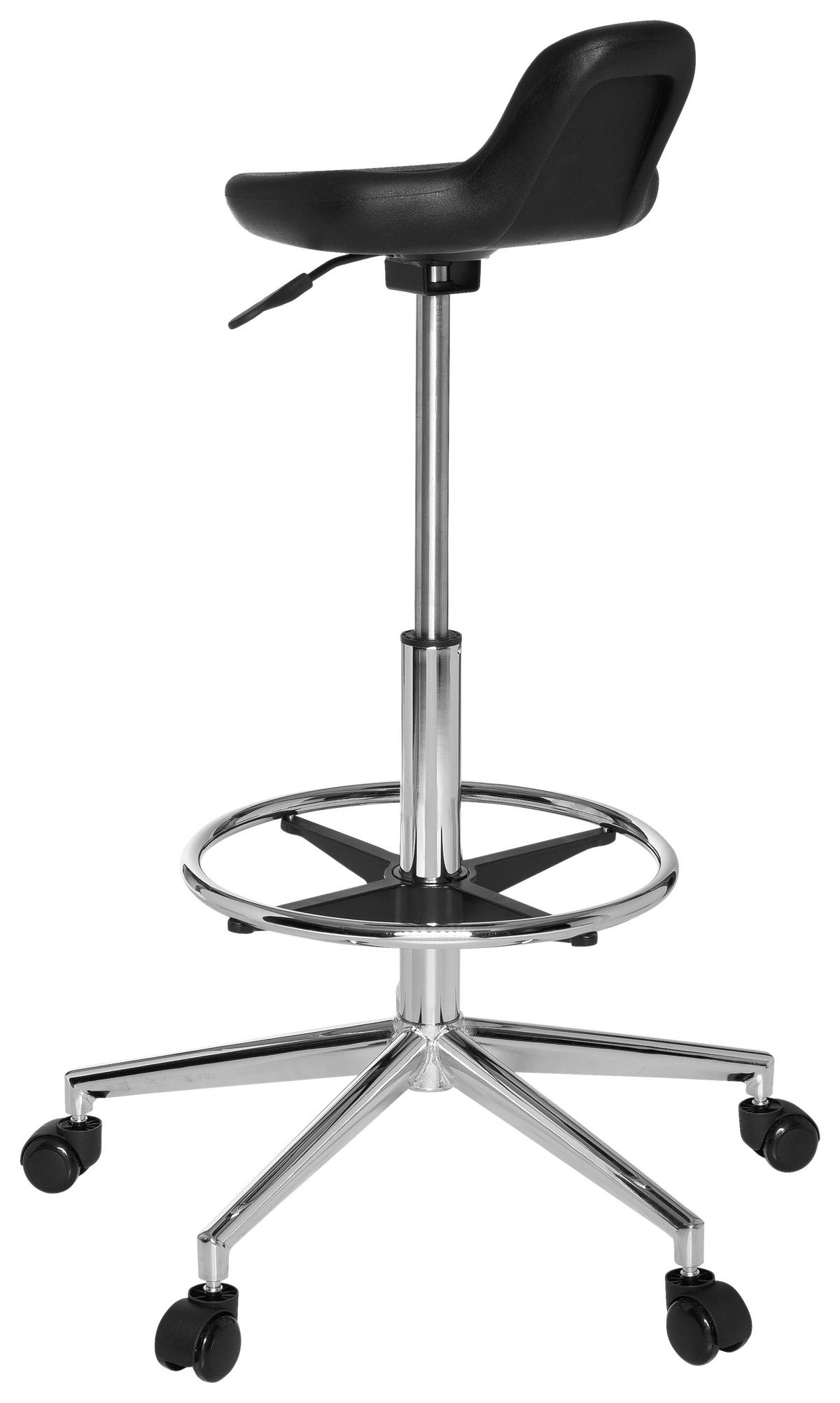 Bürohocker Top Work 03 Schwarz Bis 100kg - Chromfarben/Schwarz, MODERN, Kunststoff/Metall (32/74/35cm) - MID.YOU