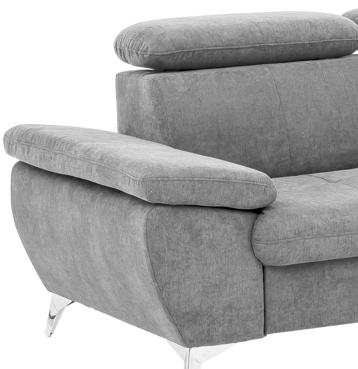 Ecksofa mit Schlaffunktion und Bettkasten Gisele Grau - Chromfarben/Hellgrau, KONVENTIONELL, Textil (256/209cm) - Livetastic