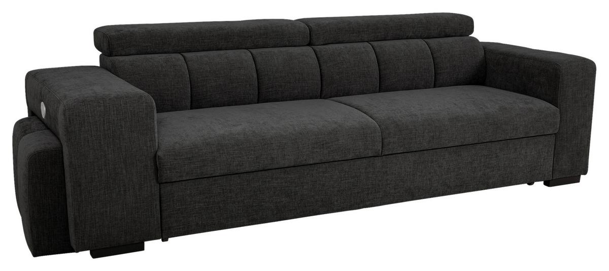 3-SitzerSofa m. Schlaffunktion Sirius S schwarz, B: 251cm - Schwarz, KONVENTIONELL, Holz/Holzwerkstoff (251/96/100cm)