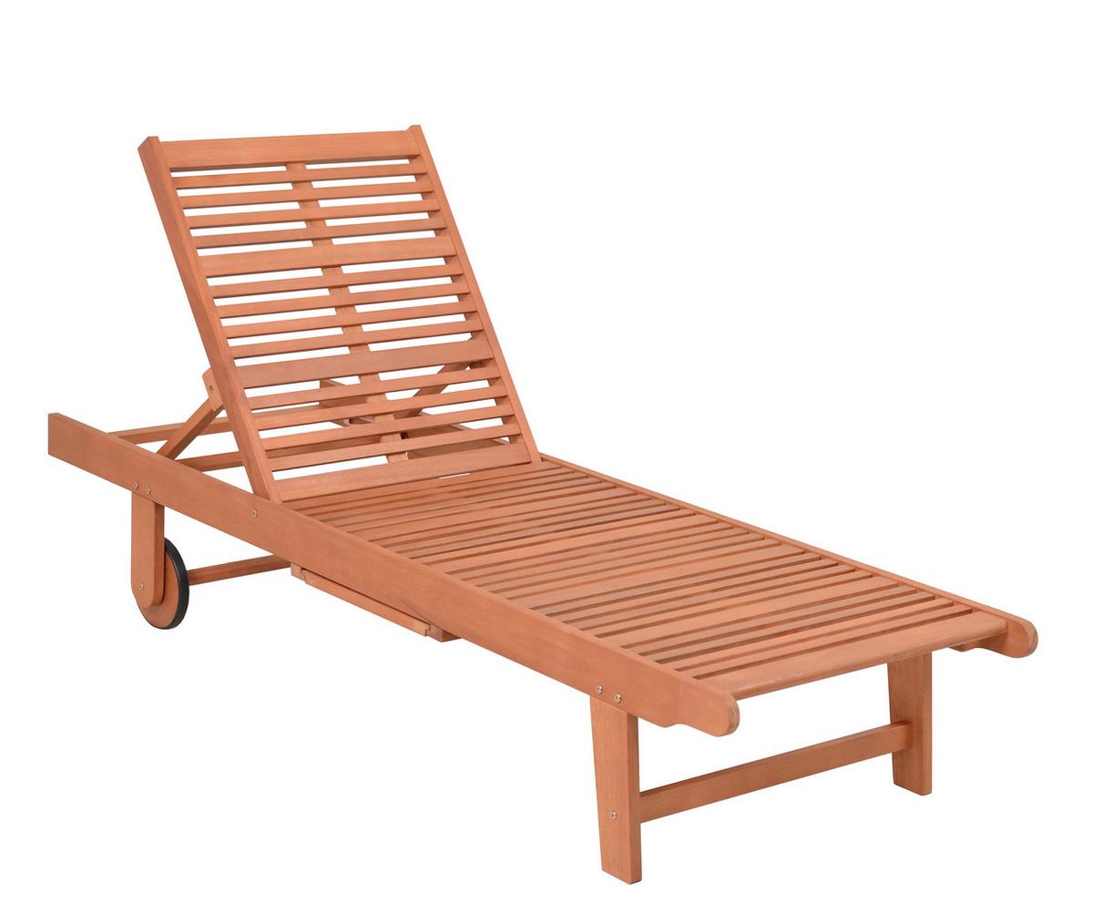Sonnenliege San Diego - Beige/Braun, Basics, Holz/Textil (64/89/83cm) - Gardenson
