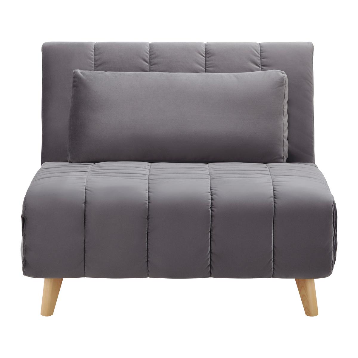 Rozkladacie kreslo Levin - sivé - sivá/prírodná farba, Modern, drevo/textil (103/94/82cm) - P & B