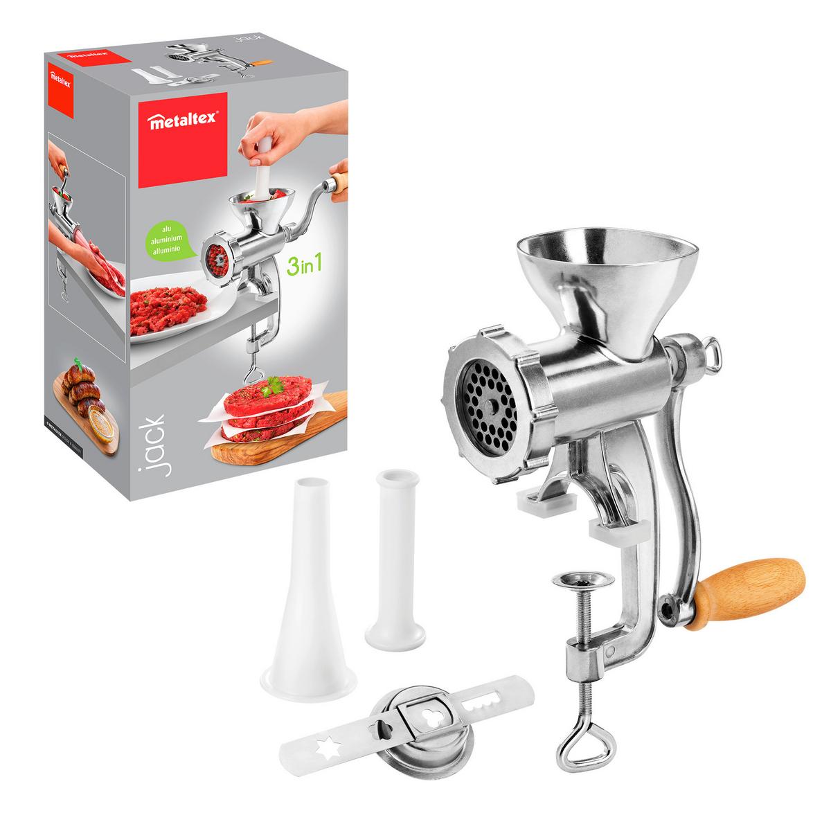 Húsdaráló Jack 3 In 1 - alumíniumszínű, Basics, műanyag/fém (14,3/26,1/9,8cm) - Metaltex