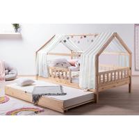Hausbett Kim Naturfarben/Weiß 100x200cm - Naturfarben/Weiß, MODERN, Holz/Textil (100/200cm) - Livetastic