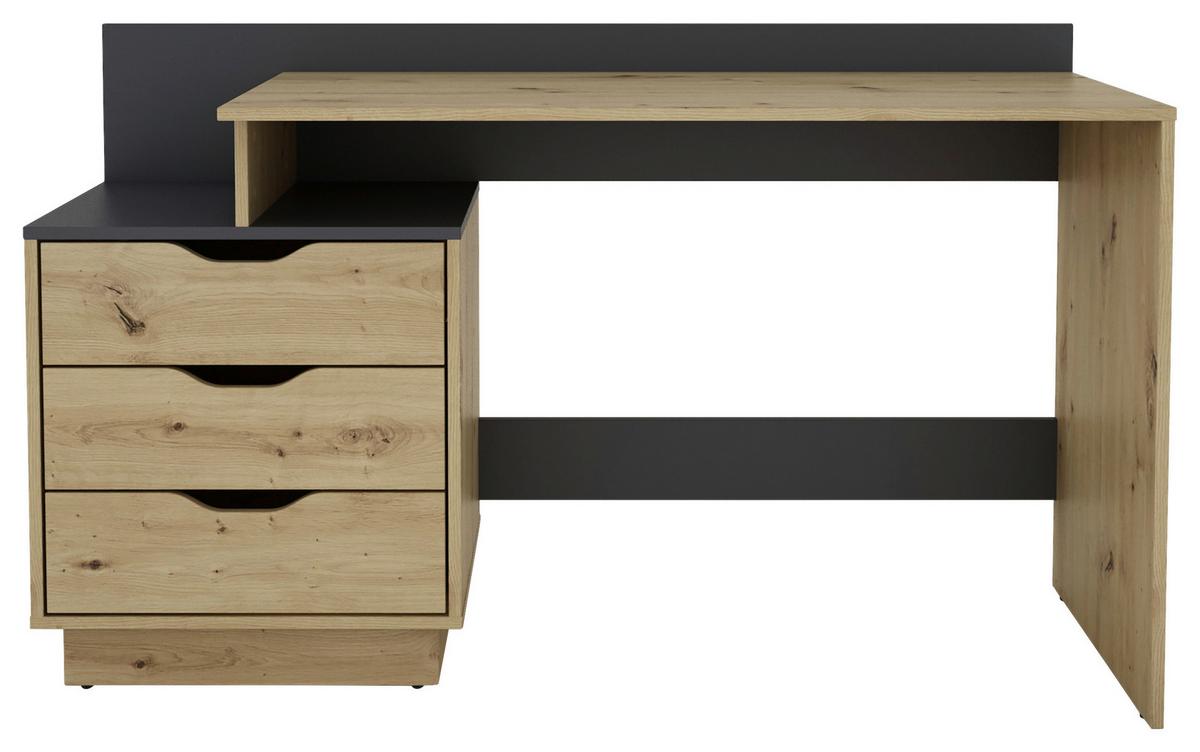Schreibtisch B 51,5cm H 83,5cm Belfast Eiche Artisan Dekor - Anthrazit/Eiche Artisan, MODERN, Holzwerkstoff (138/51,5/83,5cm) - MID.YOU