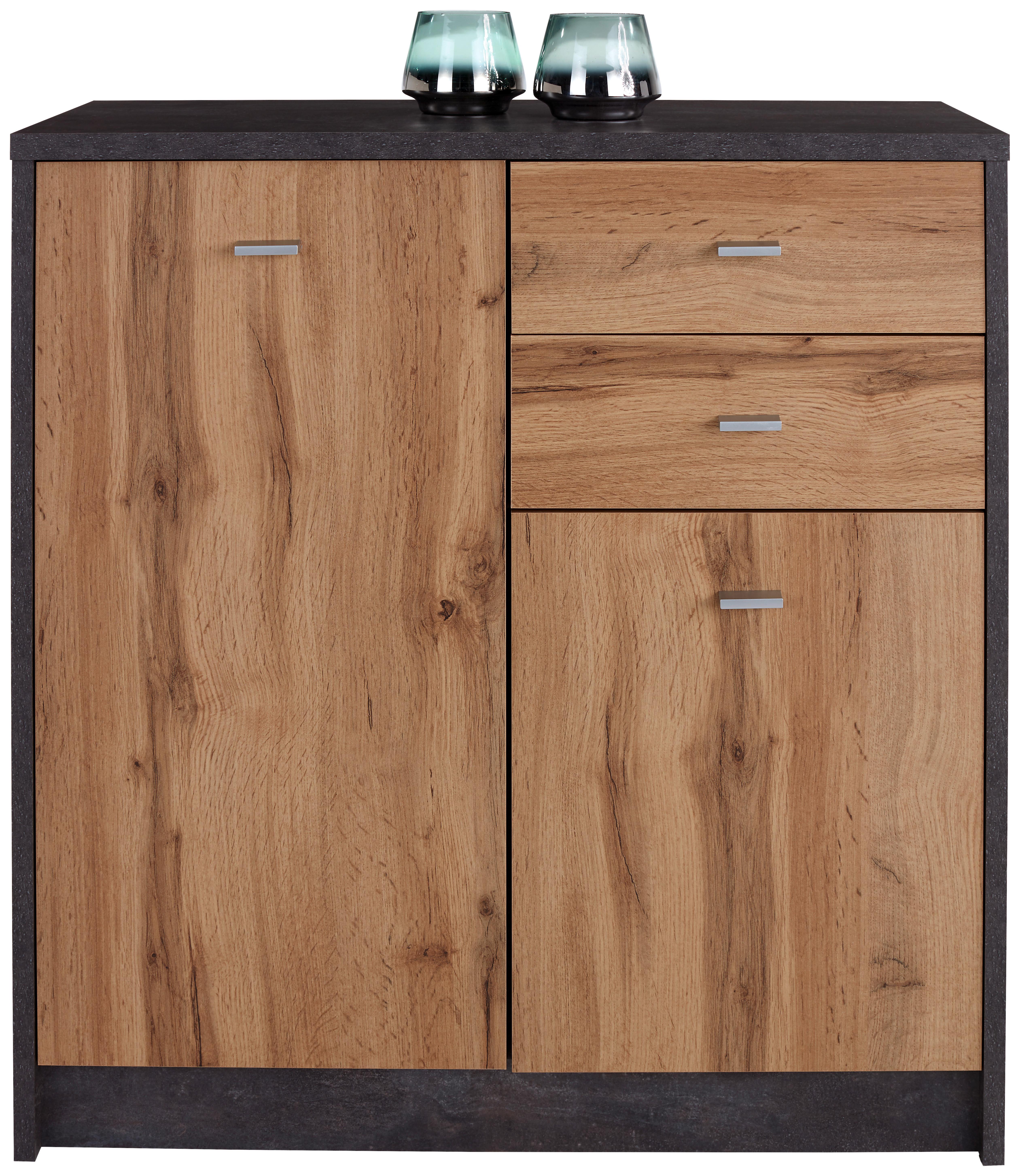 Kommode B 74cm 4-You, Beton Optik/Wotan Eiche Dekor - Eichefarben, MODERN, Holzwerkstoff (74/85,4/34,6cm)