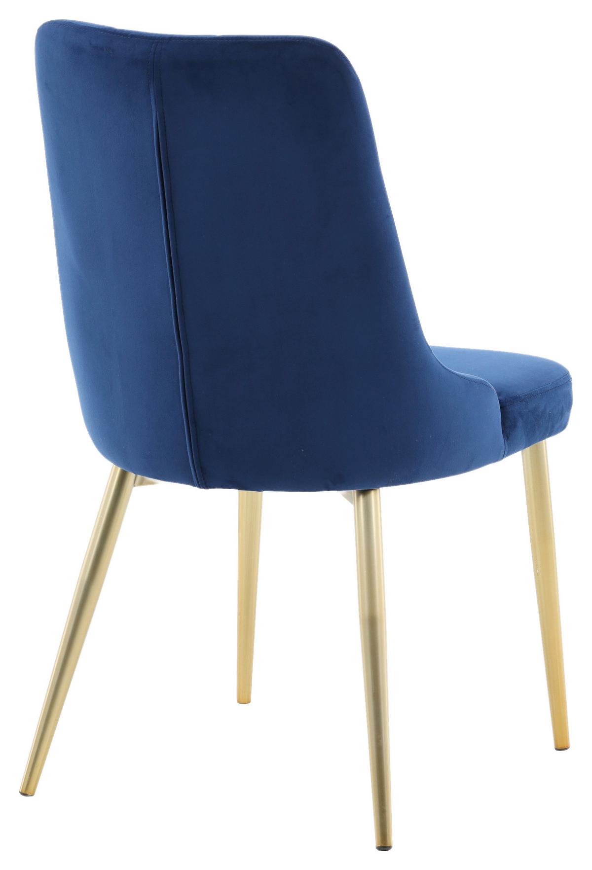 Stuhl-Set Velvet Deluxe - Blau/Goldfarben, Design, Kunststoff/Textil (50/88.5/66cm) - Livetastic