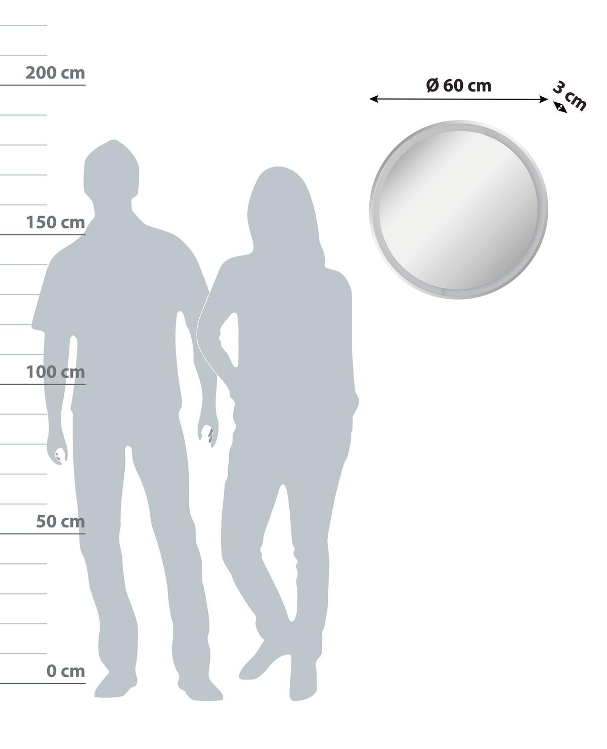 Wandspiegel Mirror Rund 60x60 cm ohne Rahmen mit Led - Basics, Glas (60/60/3cm) - MID.YOU