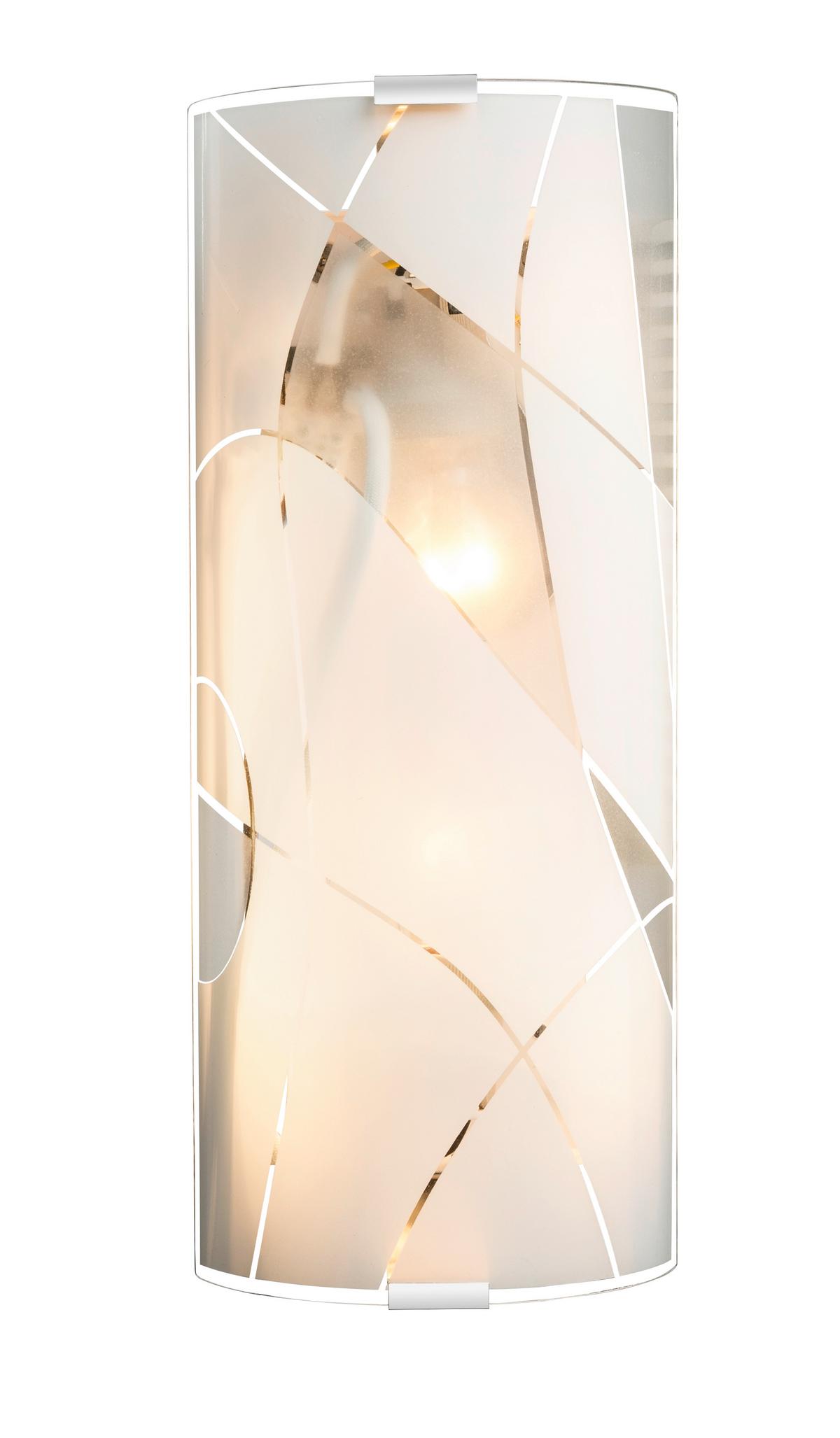 Wandleuchte 2-flammig Weiß/chromfarben - Chromfarben/Weiß, Design, Glas/Metall (36/6/15cm) - Globo