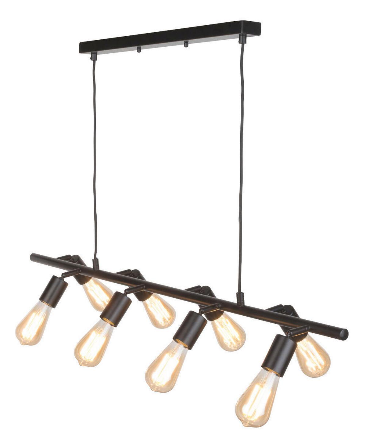 Hängeleuchte Miami H: 28-175cm 8-Flammig höhenverstellbar - Schwarz, Design, Metall (105/28/28-175cm) - It's about Romi