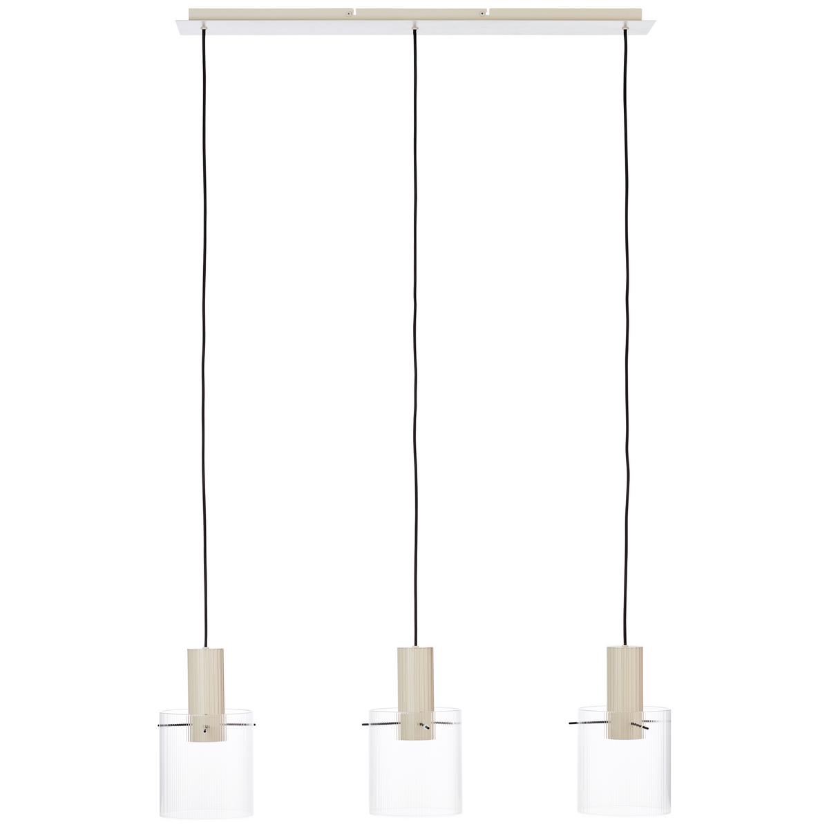 Hängeleuchte Göteborg H: 150 Cm 3-Flammig - Transparent/Beige, Basics, Glas/Metall (98/18/150cm) - Brilliant