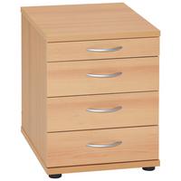 Rollcontainer Buche Dekor Serie 4000 41,6x53,4x50 cm - Buchefarben/Schwarz, Basics, Holzwerkstoff (41,6/53,4/50cm) - MID.YOU