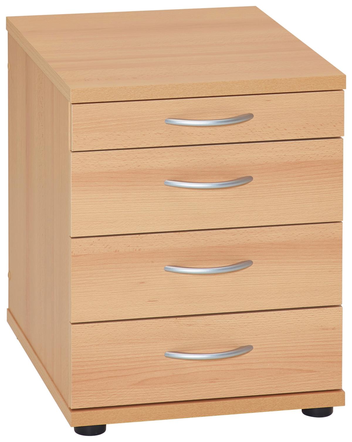 Rollcontainer Buche Dekor Serie 4000 41,6x53,4x50 cm - Buchefarben/Schwarz, Basics, Holzwerkstoff (41,6/53,4/50cm) - MID.YOU