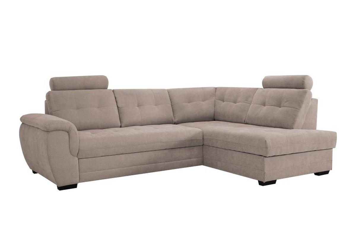 Rohová sedačka FALCO, pravá, šedobéžová žinylka,2x op.hlavy - černá/šedobéžová, Konvenční, dřevo/kompozitní dřevo (251/183cm) - Ondega