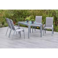 Gartengarnitur 5-Tlg Di Lusso aus Aluminium - Silberfarben/Braun, MODERN, Textil/Metall - Gardenson
