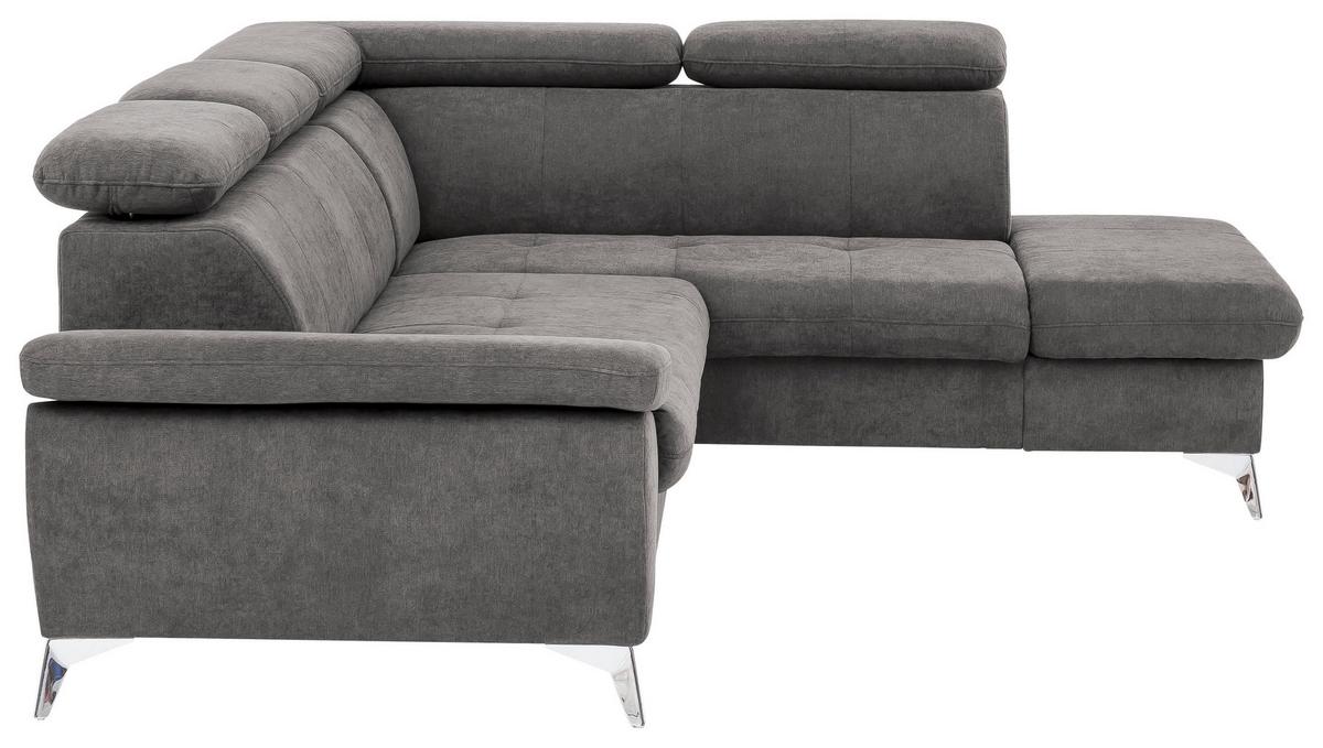 Ecksofa Mit Schlaffunktion Gisele Und Bettkasten Grau - Chromfarben/Grau, KONVENTIONELL, Textil (256/209cm) - Livetastic