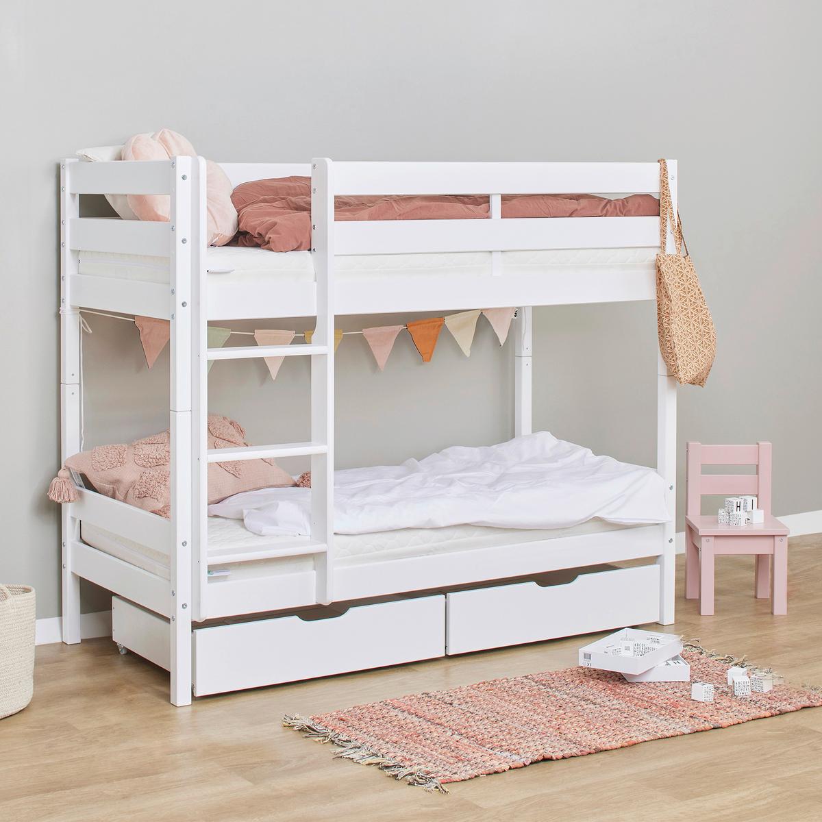 Etagenbett Eco Comfort Weiß, Lf: 70x160 cm - Weiß/Naturfarben, MODERN, Holz (70/160cm) - MID.YOU