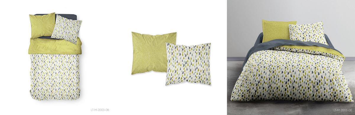 Ágyneműhuzat-garnitúra 3 Részes, Fehér/sárga - textil