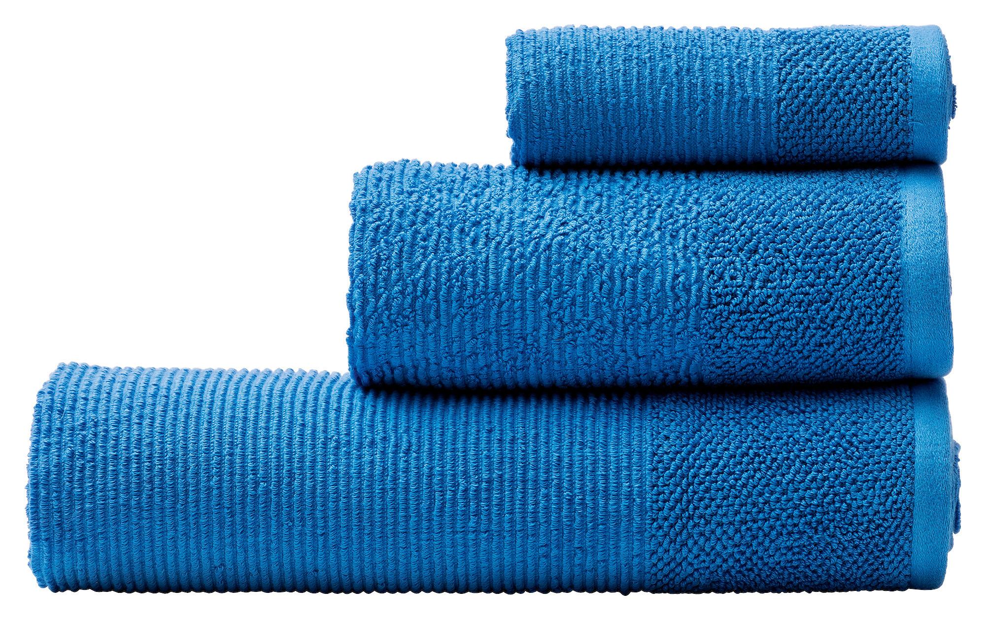 Handtuch Set Rainbow 3-Tlg. Baumwolle Blau, 450 G/M2 - Blau, Basics, Textil - Benetton