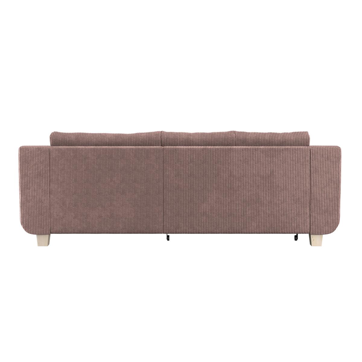 Rohová sedačka ALEX, růžový manšestr - růžová/přírodní barvy, Moderní, textil/plast (246/88cm)