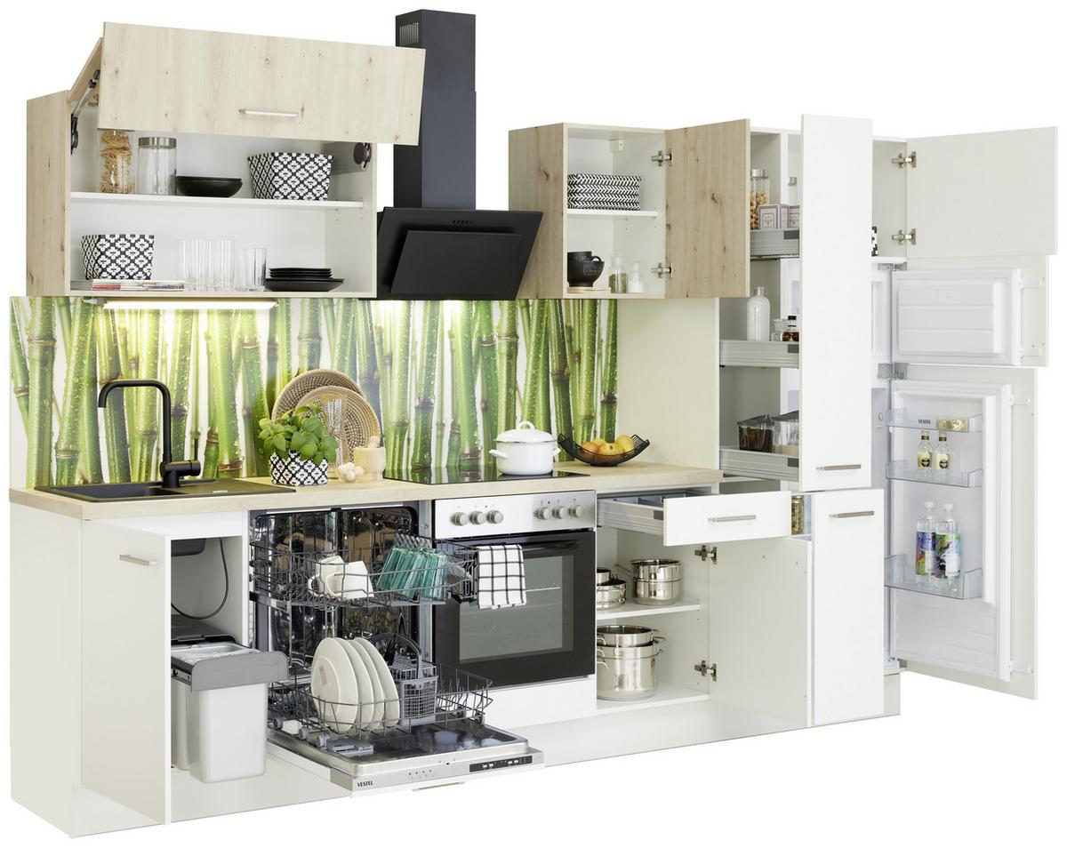 Moderner Küchenblock mit fünf Elektrogeräten