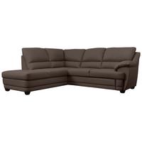 Ecksofa Nebolo Braun Lederlook - Braun, Design, Textil (225/245cm) - Livetastic