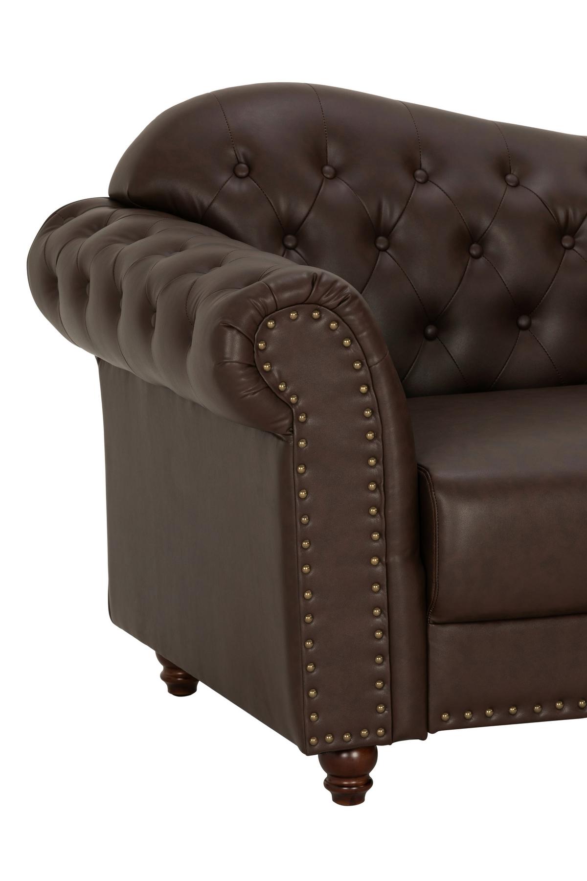 Chesterfield-sofa Christel Braun 3-Sitzer B: 208 Cm - Dunkelbraun/Braun, KONVENTIONELL, Textil (208/94/90cm) - Livetastic