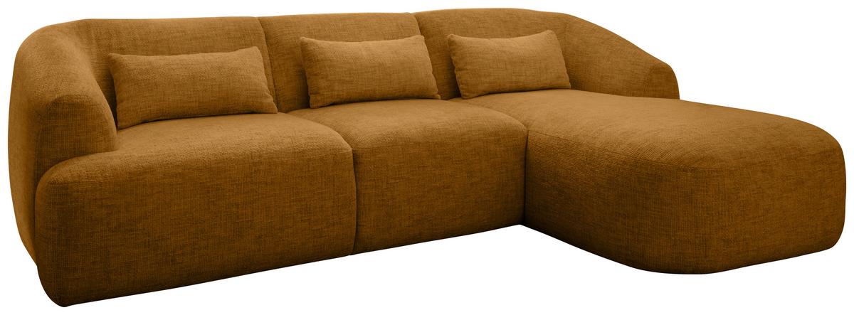 Ecksofa Caponi Goldfarben S: 256x160 Cm - Goldfarben/Schwarz, MODERN, Textil (256/160cm) - Livetastic