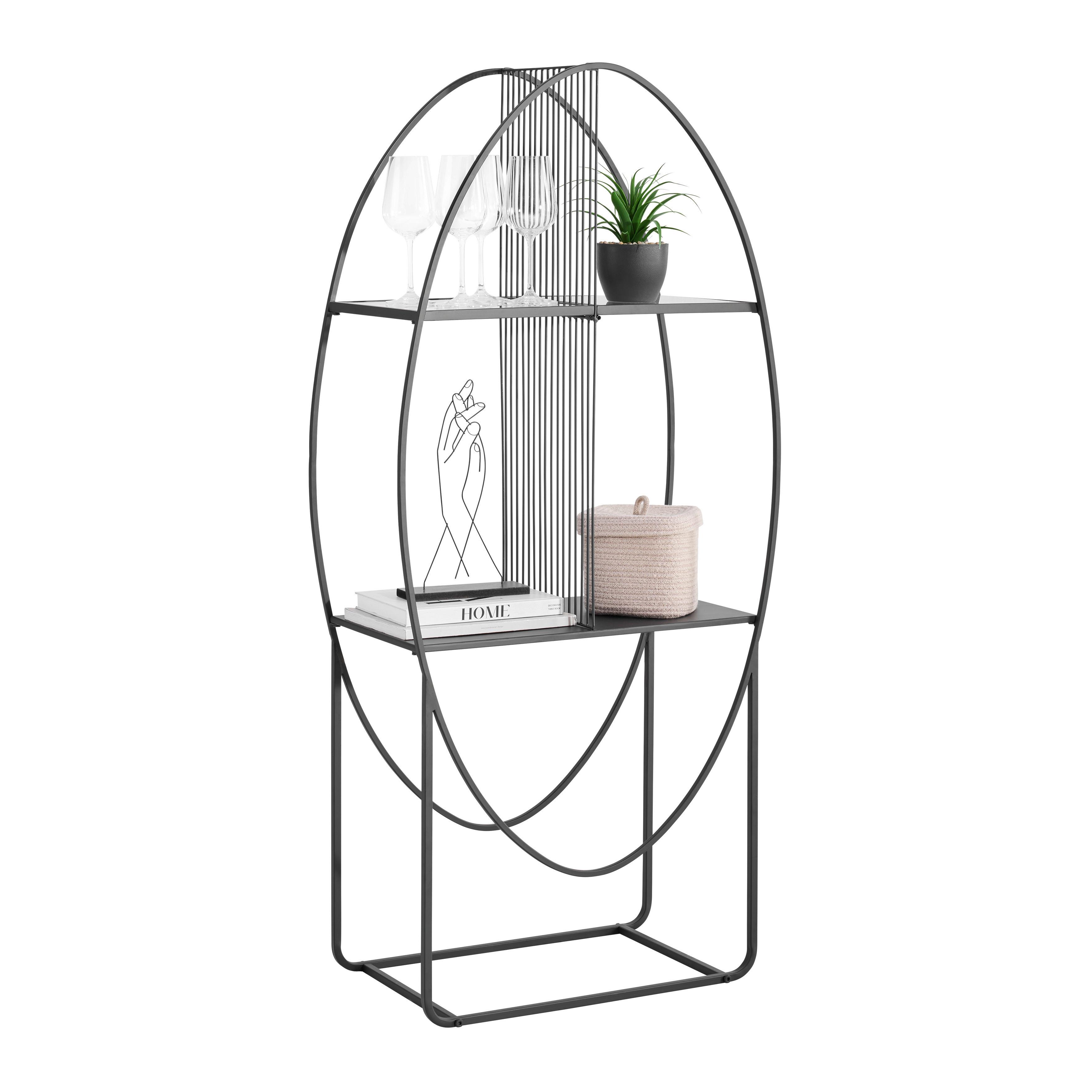 REGÁL CHASE -TREND- - čierna, Modern, kov/sklo (65/140/32cm) - Premium Living