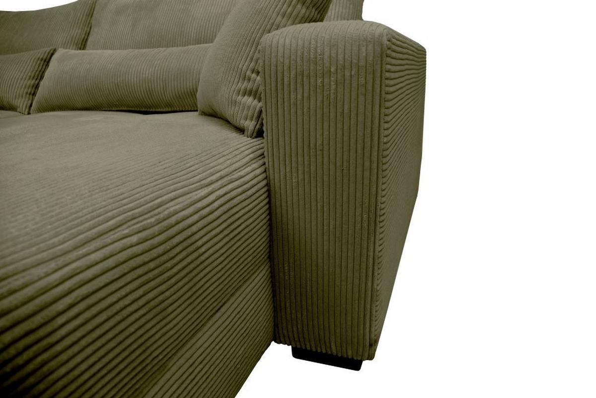 Rohová sedačka XELA, sezení boxspring, khaki manš. - černá/khaki, Moderní, textil (265/170cm)