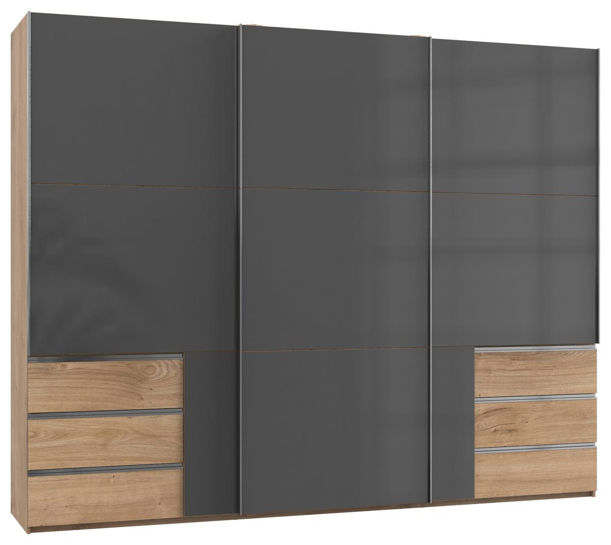 Schwebetürenschrank B: 300 Cm Level Grau/eichefarben Dekor - Eichefarben/Grau, MODERN, Holzwerkstoff (300/236/65cm) - MID.YOU