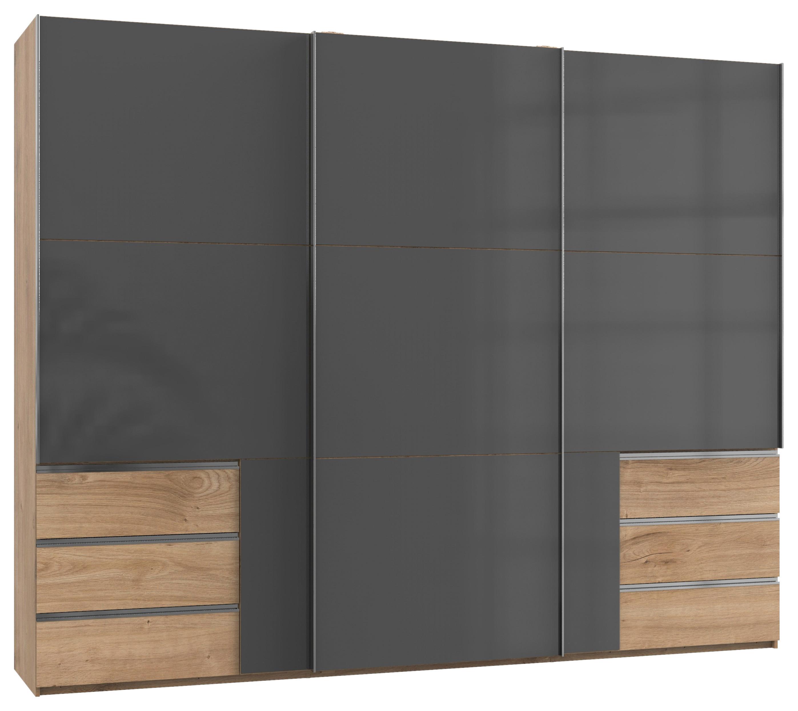 Schwebetürenschrank B: 300 Cm Level Grau/eichefarben Dekor