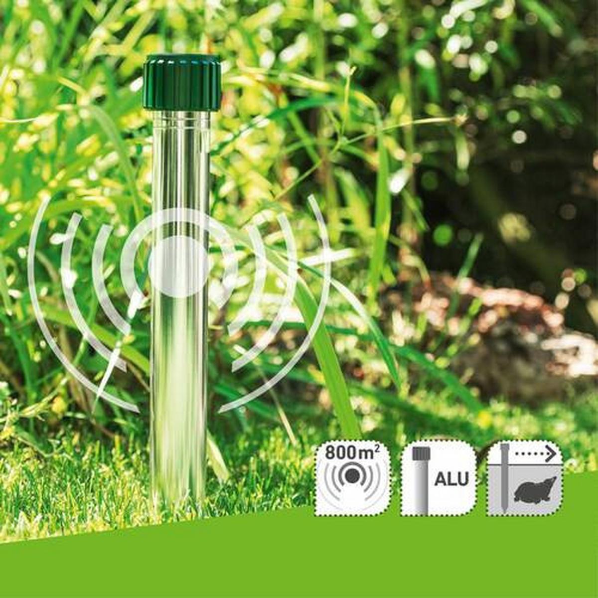 Ultraschall-tiervertreiber Wühlmaus Alu 4 Star - Alufarben/Grün, Basics, Kunststoff (170cm)