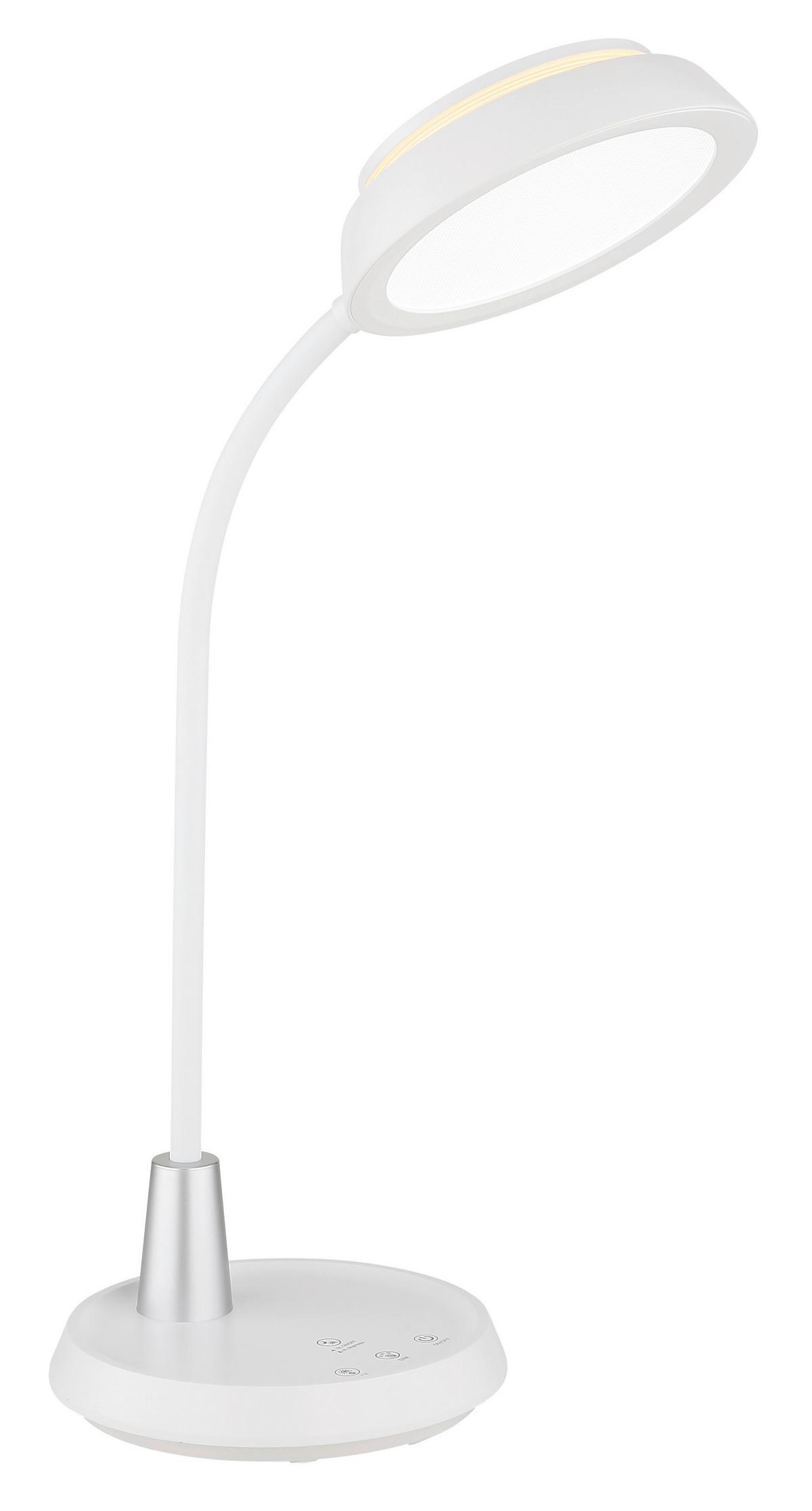 LED-Tischleuchte Memory-Funktion - Silberfarben/Weiß, Design, Kunststoff (30,6/17,2/44,8cm) - Globo