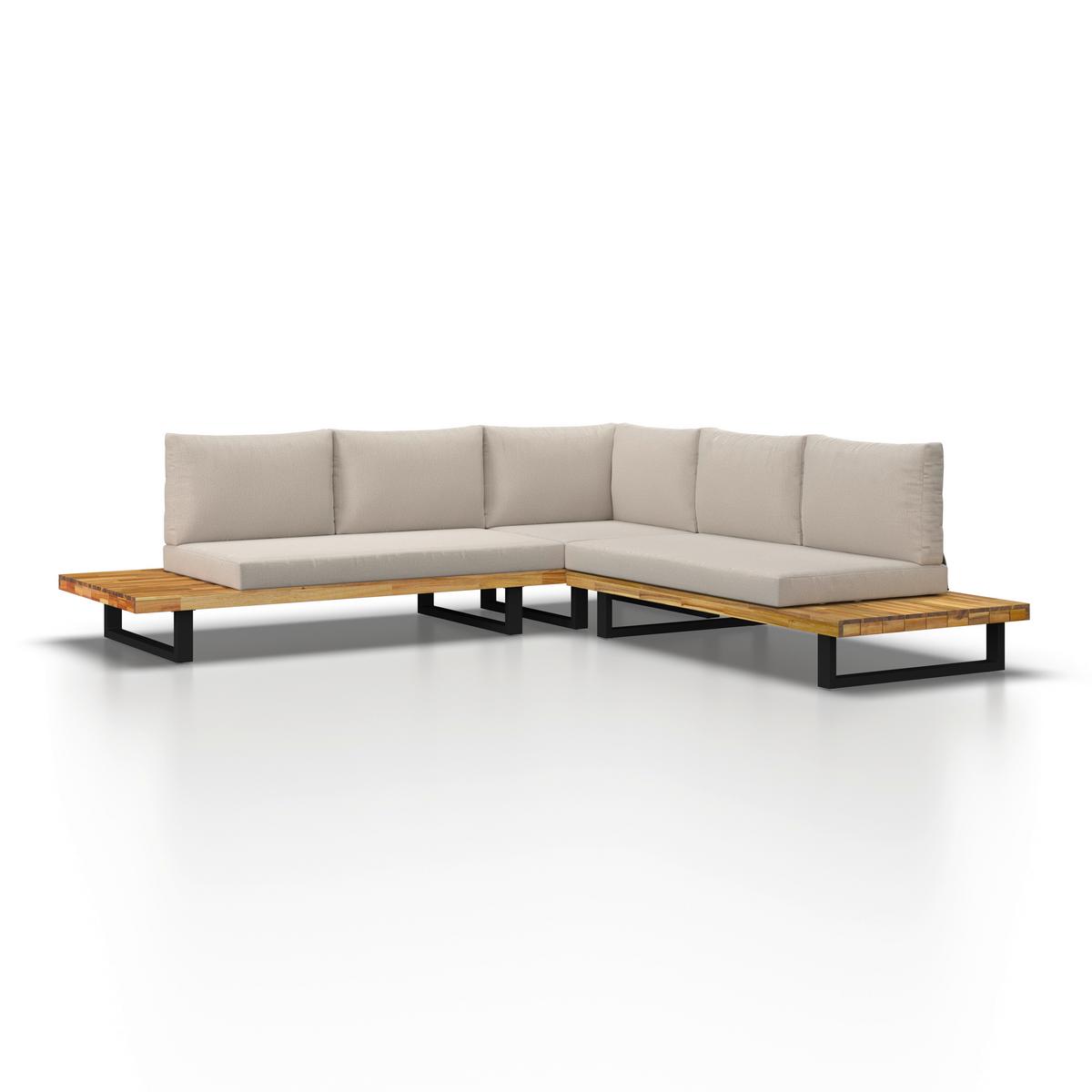 TERASOVÁ SEDACIA SÚPRAVA CRISTINA - čierna/krémová, Modern, kov/drevo (254/78/82cm) - Bessagi Garden