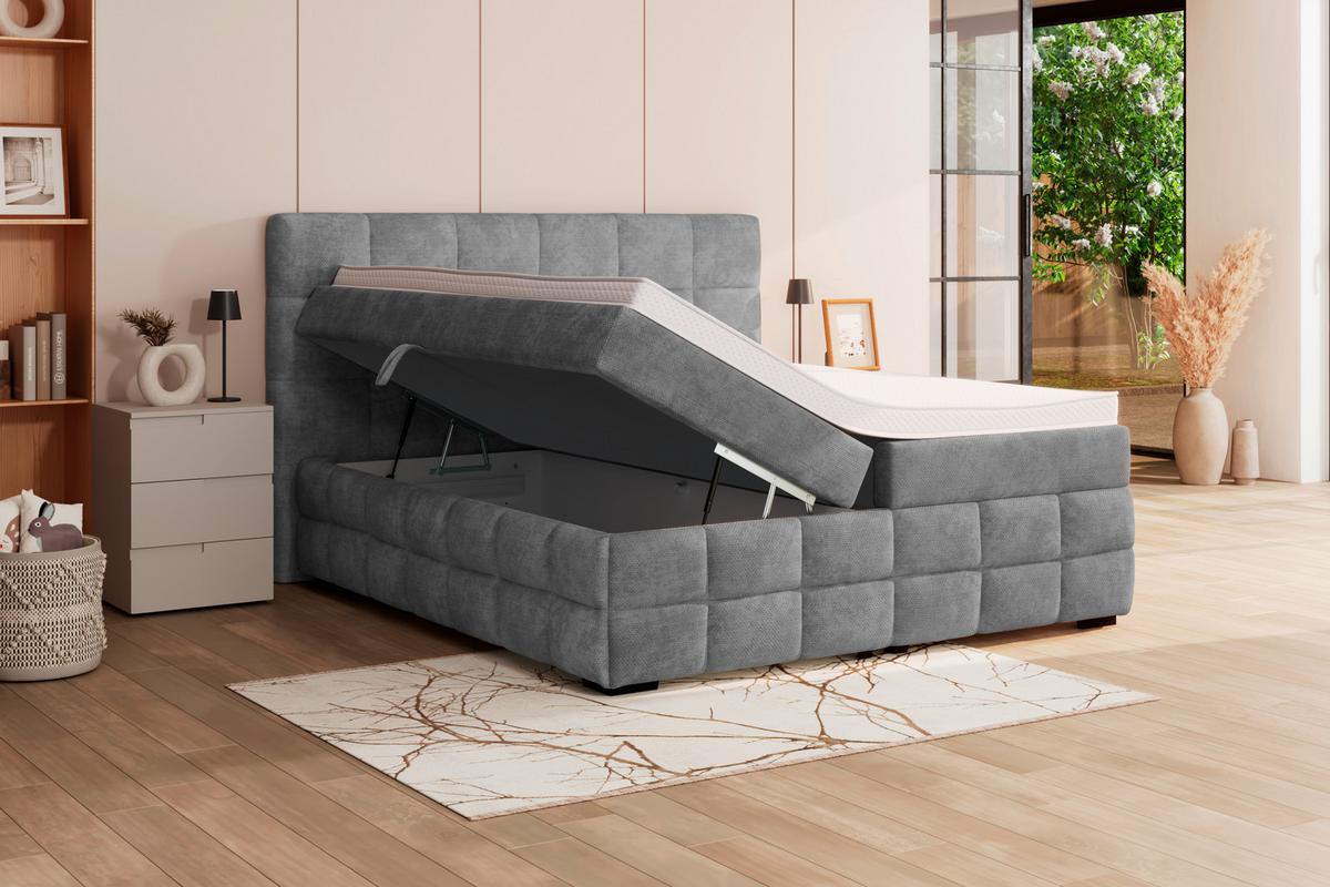 Čalouněná postel VEGA 180x200 cm, šedá - šedá/černá, Trend, dřevo/textil (180/200cm)