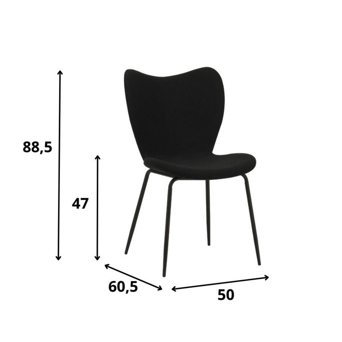 Stuhl-Set Caen Schwarz B: 50 cm - Schwarz, MODERN, Textil/Metall (50/88,5/42cm) - MID.YOU