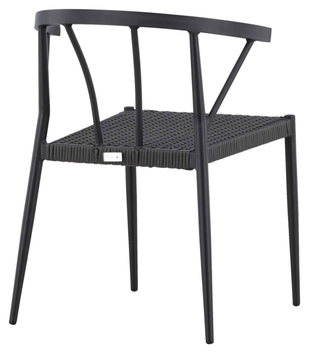 Gartensessel-Set 6-Tlg. Stina Metall/Kunststoff - Schwarz, KONVENTIONELL, Kunststoff/Metall (47/79,5/49cm) - Gardenson