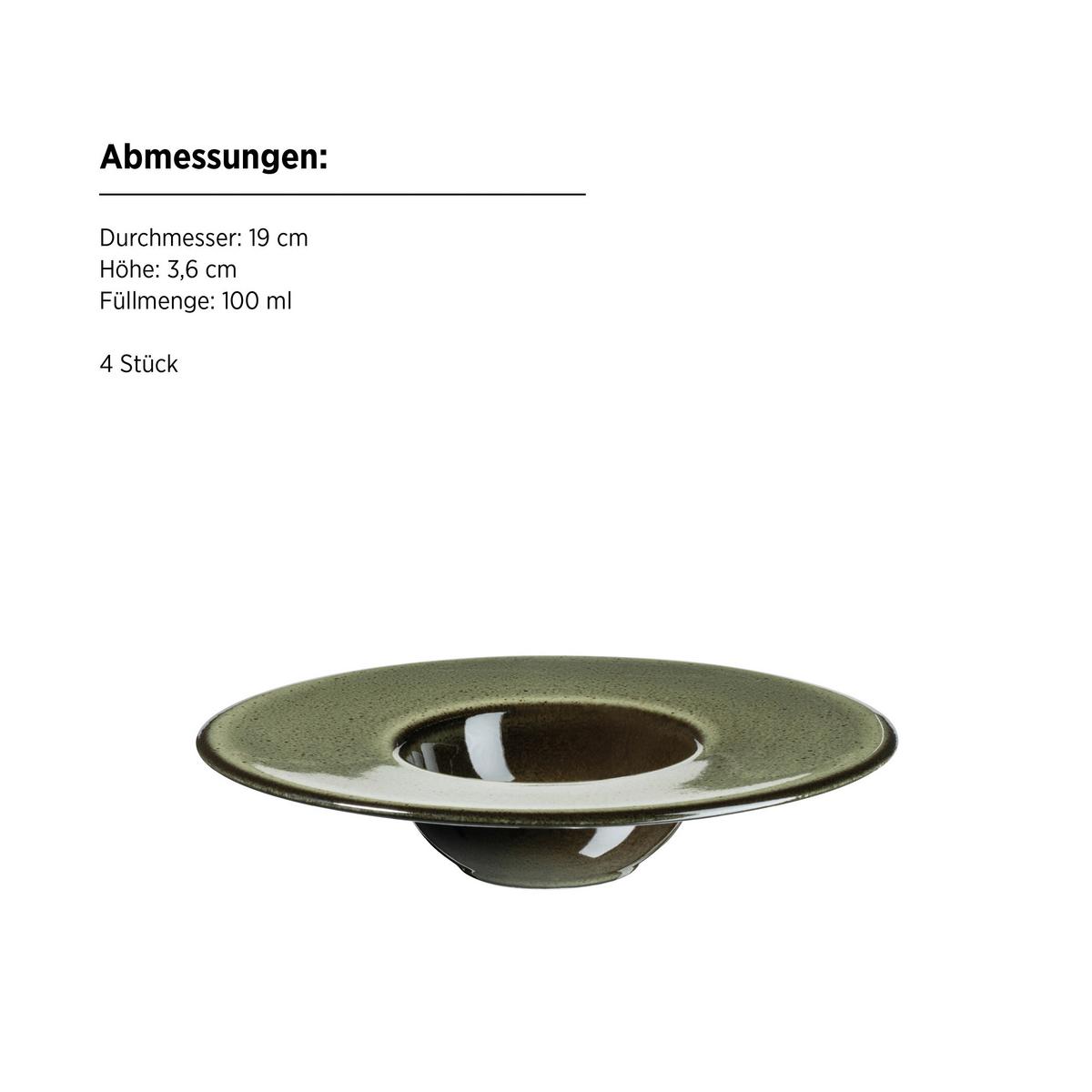 Tellerset Ambitious Grün/schwarz, 4-Teilig - Schwarz/Grün, Trend, Keramik (19cm) - Mäser