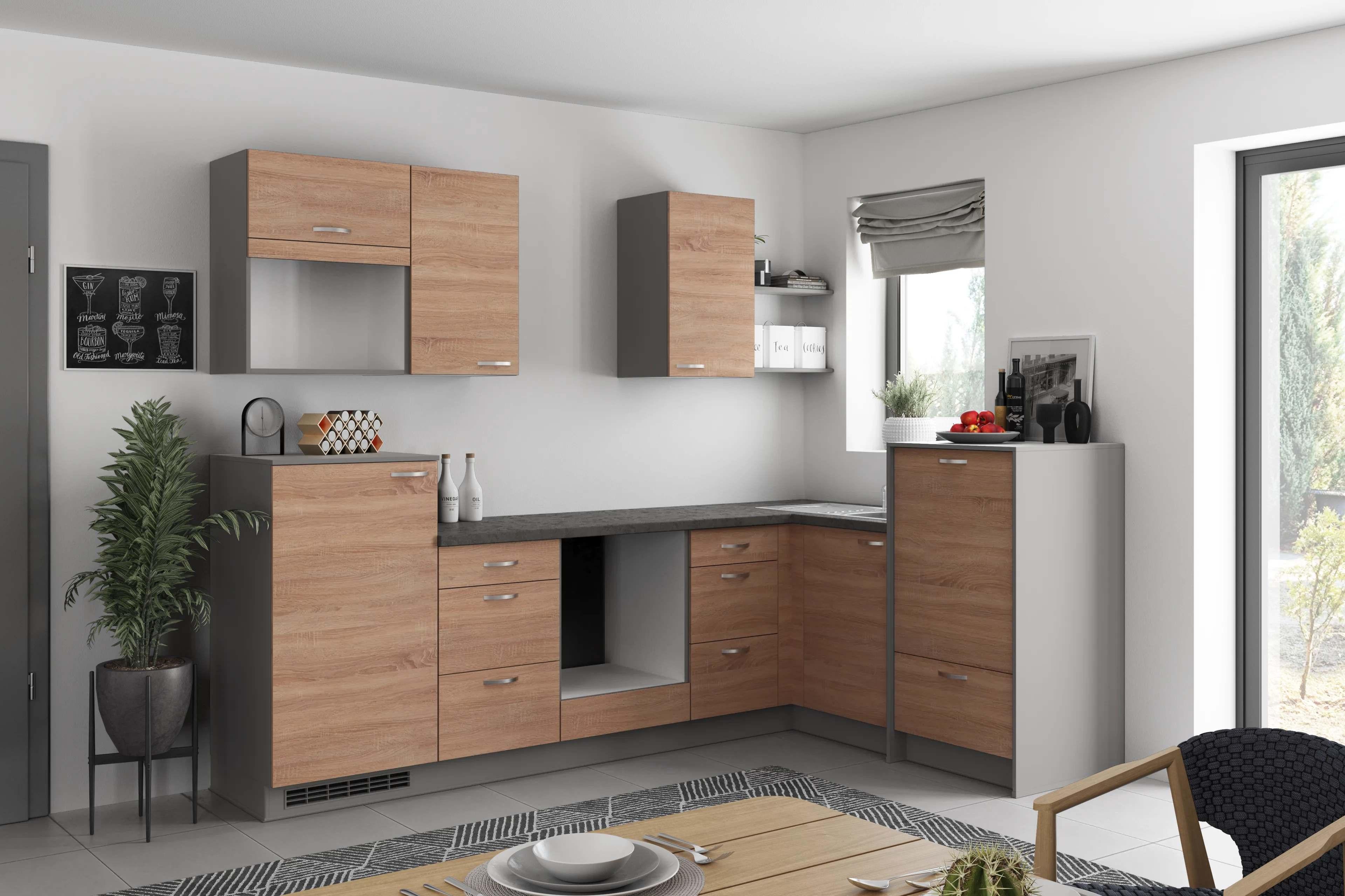 Eckküche Plan - Eichefarben/Anthrazit, MODERN, Holzwerkstoff (280/178cm) - Express