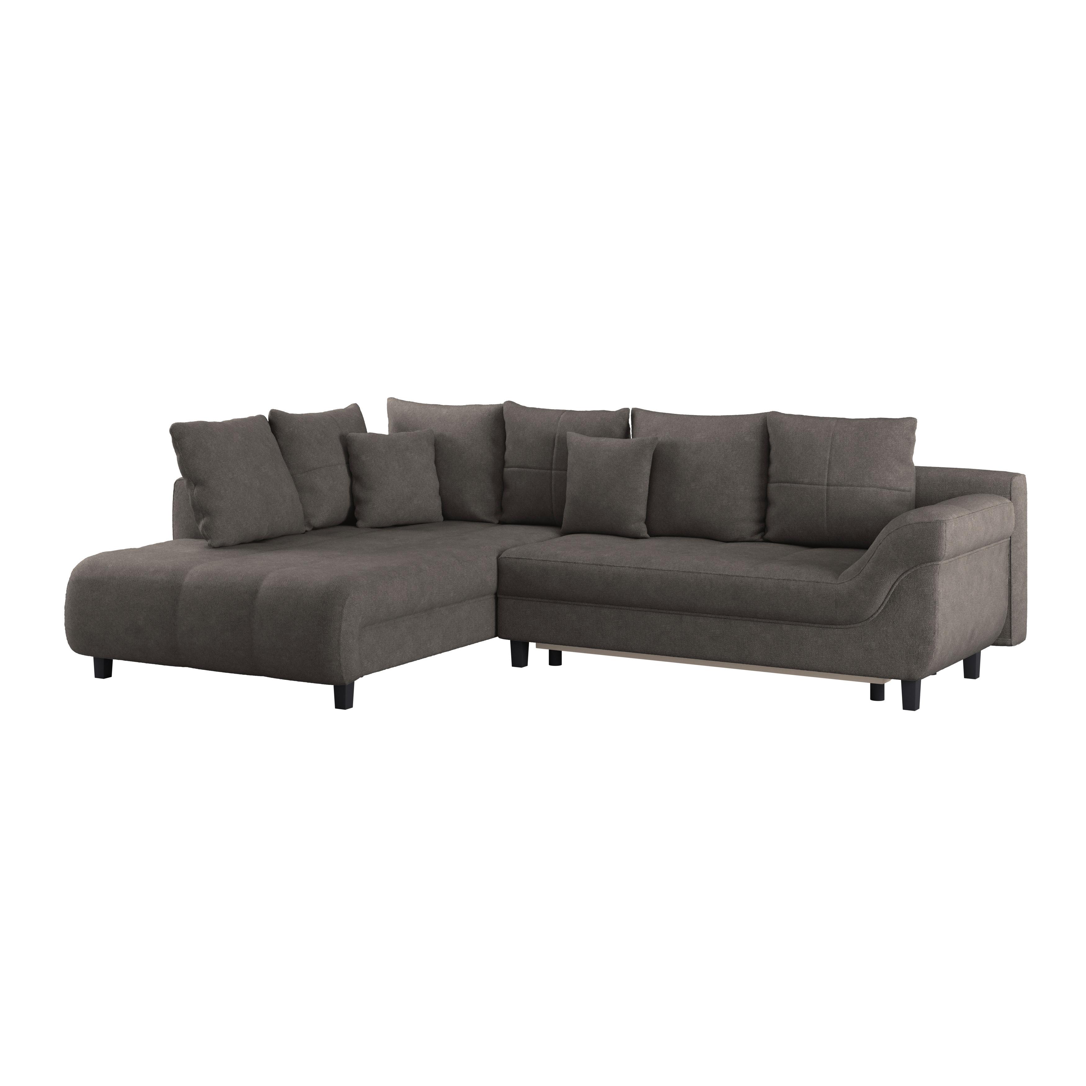 Ecksofa Mendoza - Graubraun/Schwarz, Design, Textil (197/309cm) - Ondega