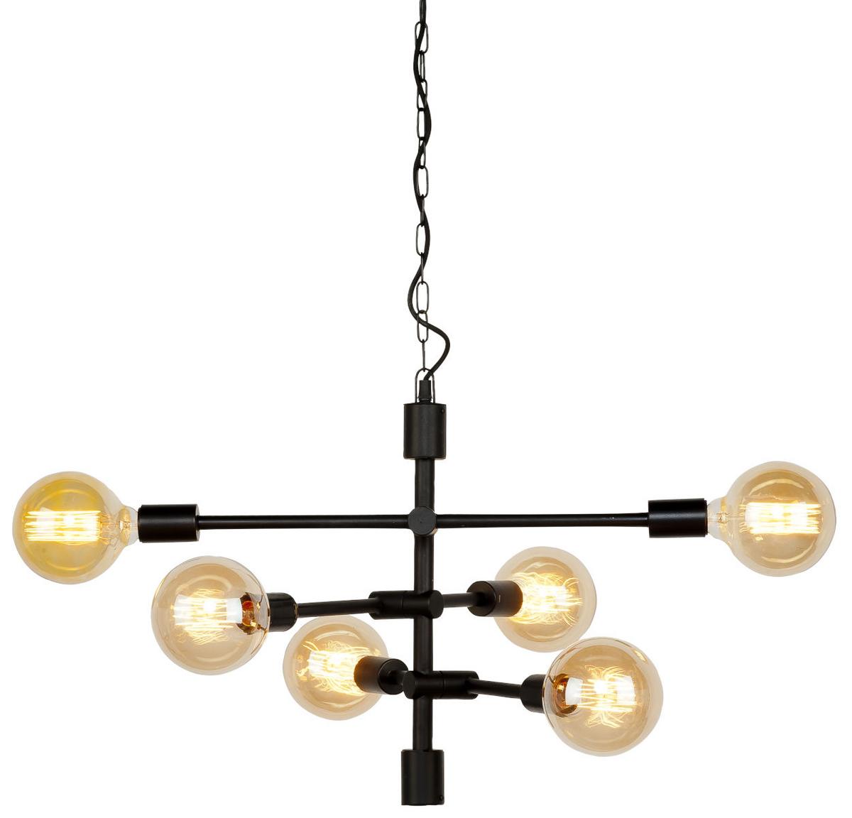 Hängeleuchte Nashville H: 248 cm 6-Flammig - Schwarz, Design, Metall (76/248cm) - It's about Romi