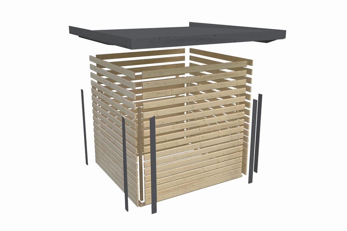 Gartenhaus Aetos 271/218/271 cm - Anthrazit/Grau, Basics, Holz/Metall (271/218/271cm)