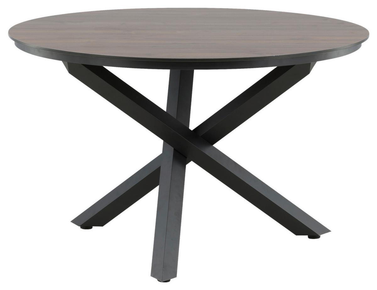 Gartentisch Llama - Schwarz/Braun, KONVENTIONELL, Kunststoff/Metall (120/120/75cm) - Gardenson