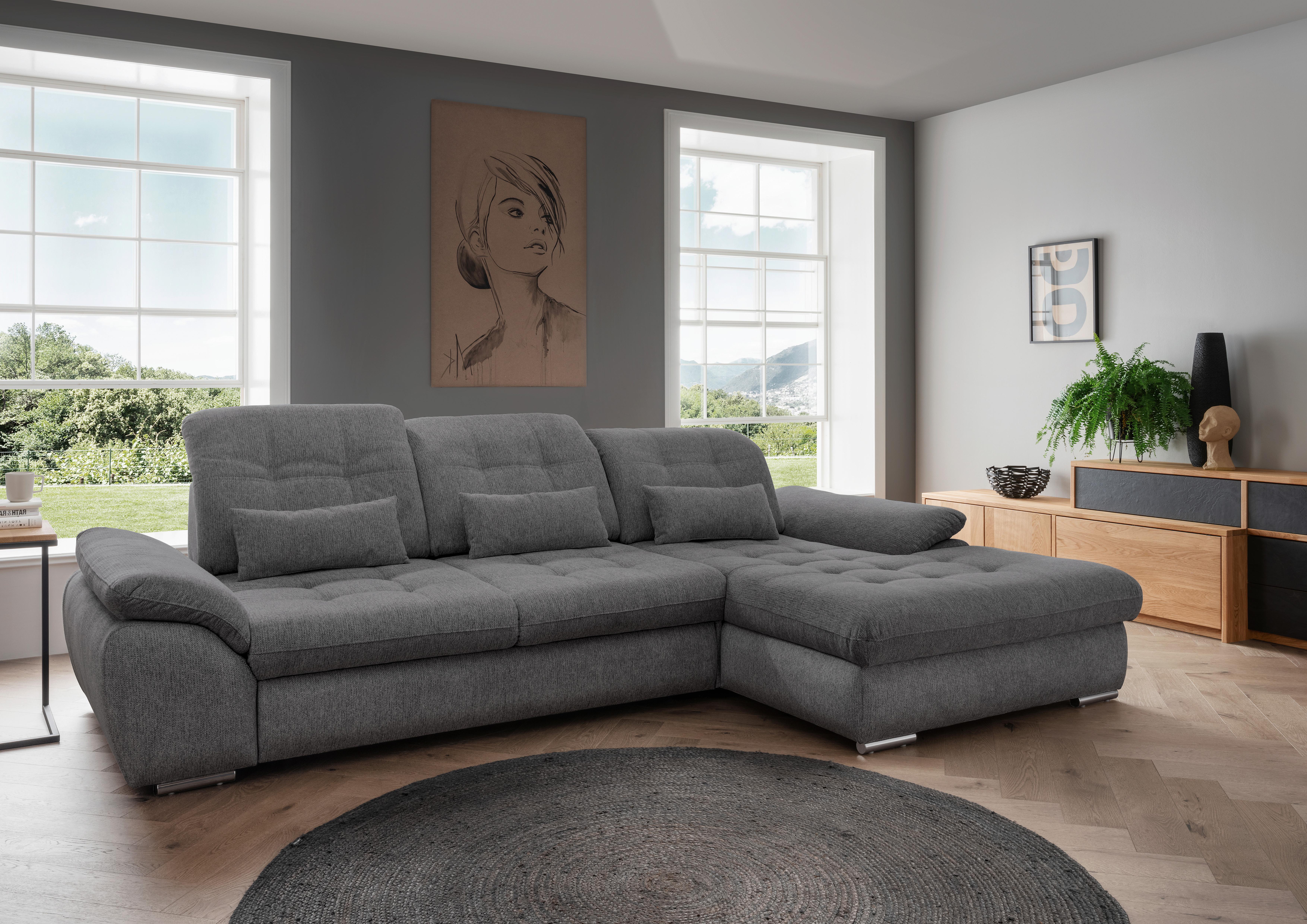Ecksofa Mit Bettkasten Rigatti Anthrazit S: 314x184cm - Chromfarben/Anthrazit, MODERN, Textil (314/184cm) - Livetastic